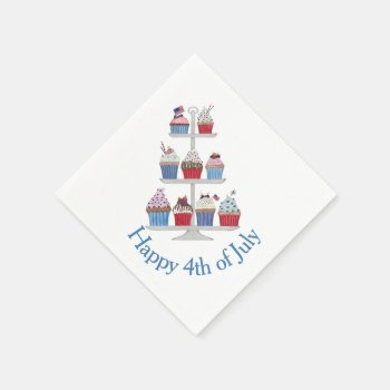 Happy 4th Of July Watercolor Cupcake Napkins by studioportosabbia at Zazzle
