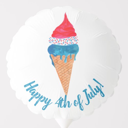 Happy 4th of July watercolor ice cream Balloon