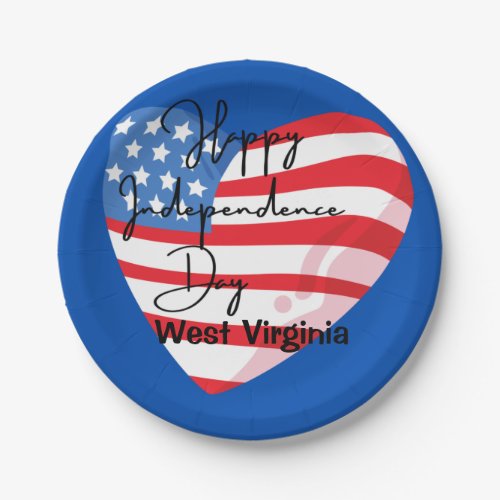 Happy 4th of July West Virginia Paper Plates