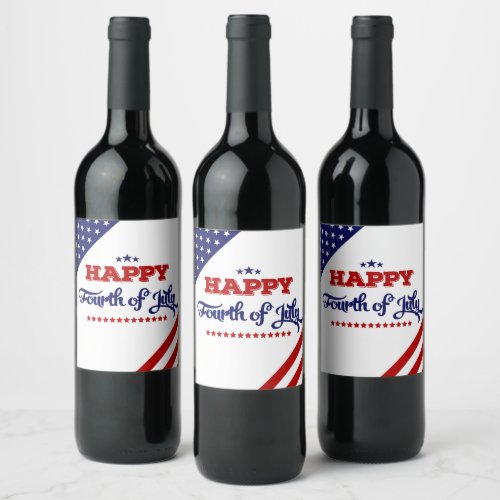 Happy 4th of July Wine Label Set