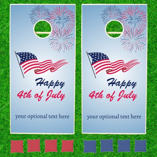Happy 4th of July with American flag Cornhole Set
