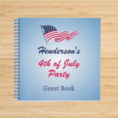 Happy 4th of July with American flag Guest Book