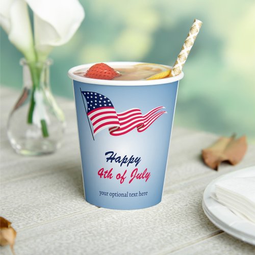 Happy 4th of July with American flag Paper Cups