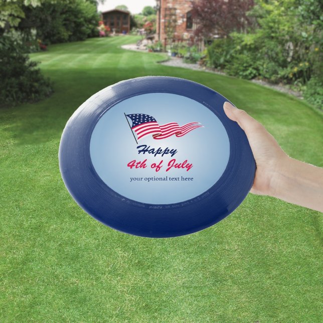 Happy 4th of July with American flag Wham-O Frisbee (Creator Uploaded)