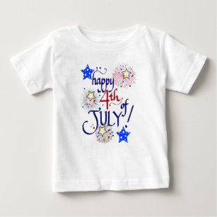 Happy 4th of July! with fireworks and stars Baby T-Shirt
