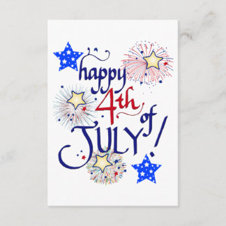 Happy 4th of July! with fireworks and stars Enclosure Card