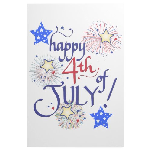 Happy 4th of July with fireworks and stars Gallery Wrap