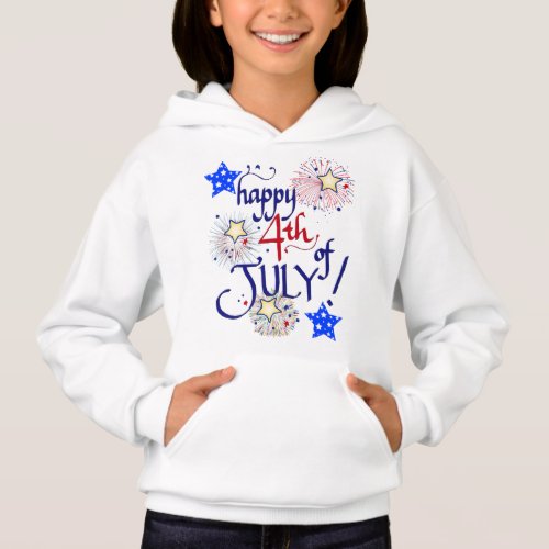 Happy 4th of July with fireworks and stars Hoodie
