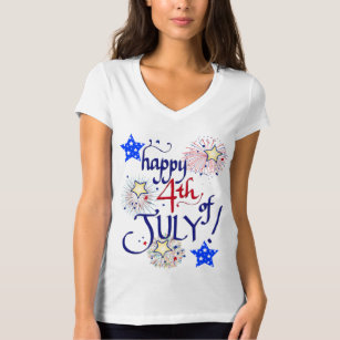 Happy 4th of July! with fireworks and stars T-Shirt