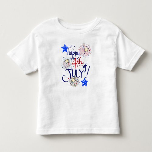 Happy 4th of July with fireworks and stars Toddler T_shirt