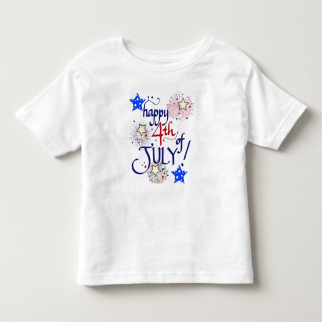 Happy 4th of July! with fireworks and stars Toddler T-shirt (Front)