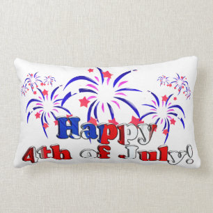 Happy 4th of July with Fireworks Lumbar Pillow