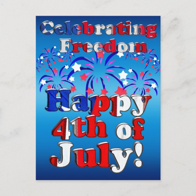 Happy 4th of July with Fireworks Postcard (Front)