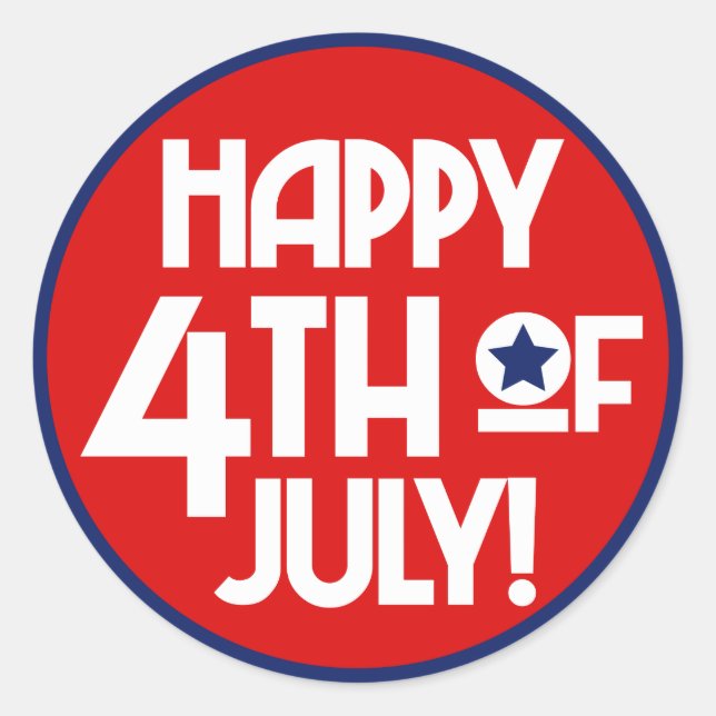 Happy 4th of July word art party sticker (Front)