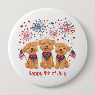 Happy 4th Of July Yorkie Dogs Button