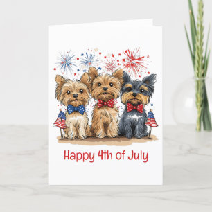 Happy 4th Of July Yorkshire Terrier Dogs Holiday Card