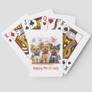 Happy 4th Of July Yorkshire Terrier Dogs Poker Cards
