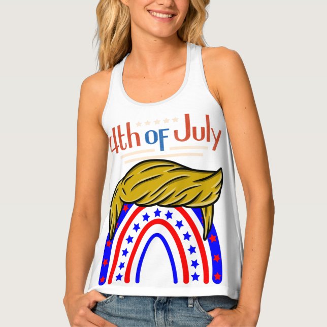 happy 4th patriotic design  square shortbread cook tank top (Front)