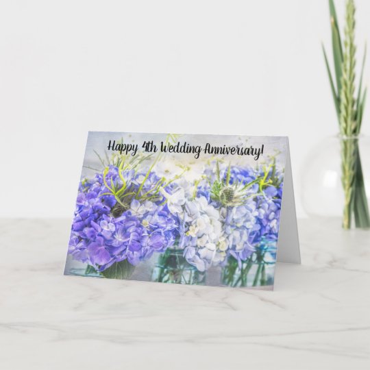 Happy 4th Wedding Anniversary Hydrangeas Card Zazzle Com