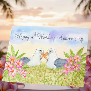 Happy 4th Wedding Anniversary Laysan Albatross Card