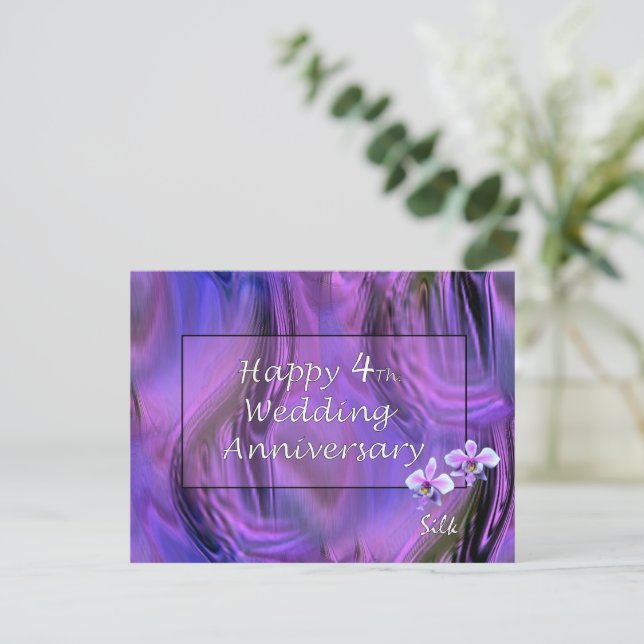 Happy 17th Anniversary!! 水面下 箔押し PR 2枚 Happy 4th. Wedding Anniversary Postcard | Zazzle