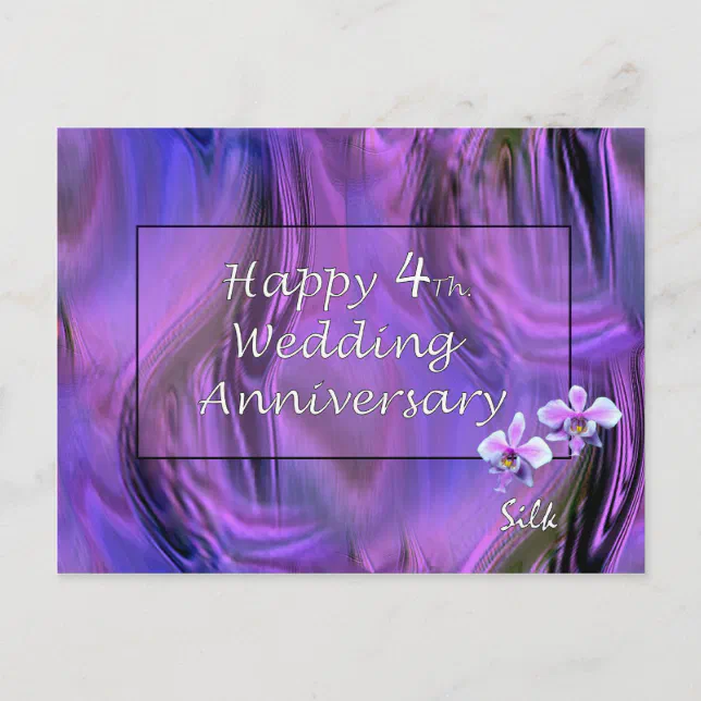 Happy 4th. Wedding Anniversary Postcard | Zazzle