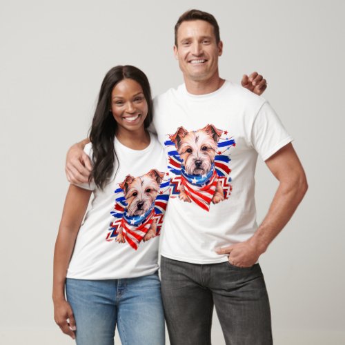 Happy 4thJuly American Flag with Cute Dog T_Shirt