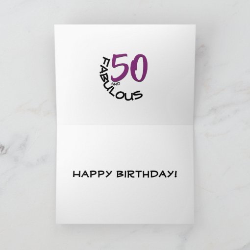 Happy 50 and Fabulous Birthday Typography Card | Zazzle