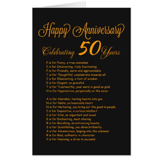 Happy 50th Anniversary Acrostic Poem Greeting Card | Zazzle.com