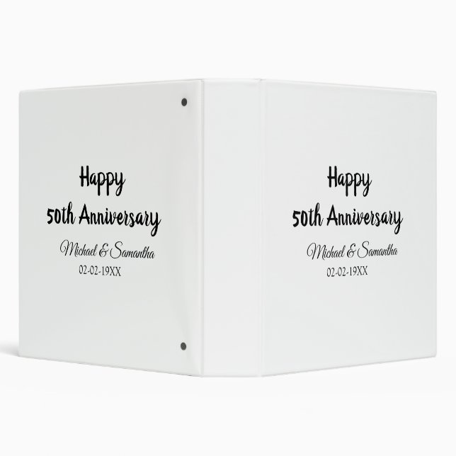Happy 50th anniversary add couple name date weddin 3 ring binder (Background)