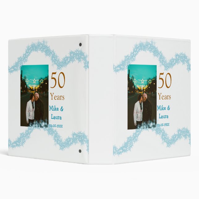 Happy 50th anniversary add couple name date weddin 3 ring binder (Background)