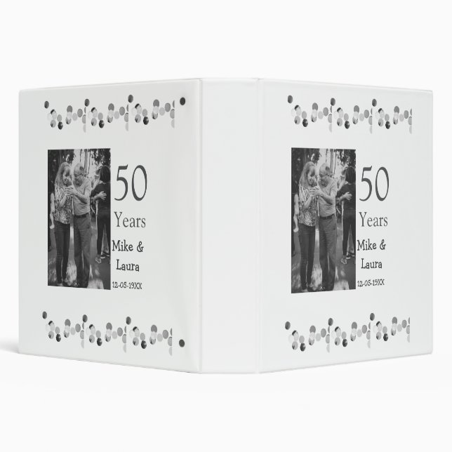 Happy 50th anniversary add couple name date weddin 3 ring binder (Background)