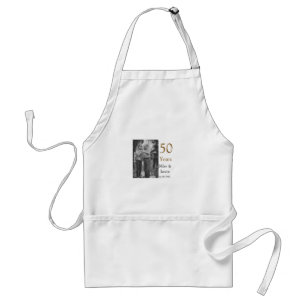 Happy 50th anniversary add couple name date weddin adult apron
