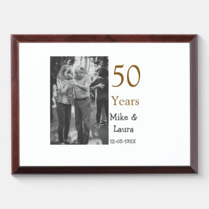 Happy 50th anniversary add couple name date weddin award plaque