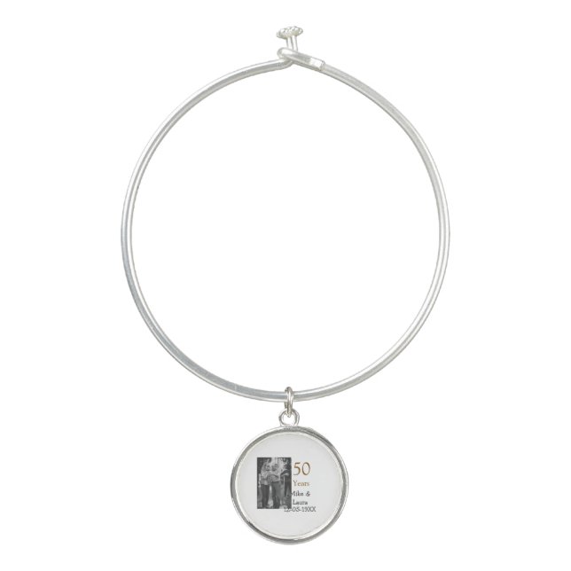 Happy 50th anniversary add couple name date weddin bangle bracelet (Front)