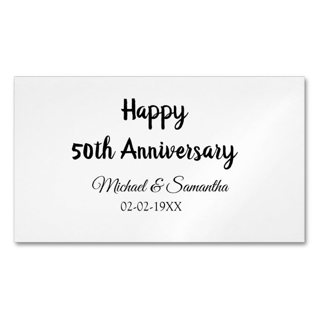 Happy 50th anniversary add couple name date weddin business card magnet (Front)