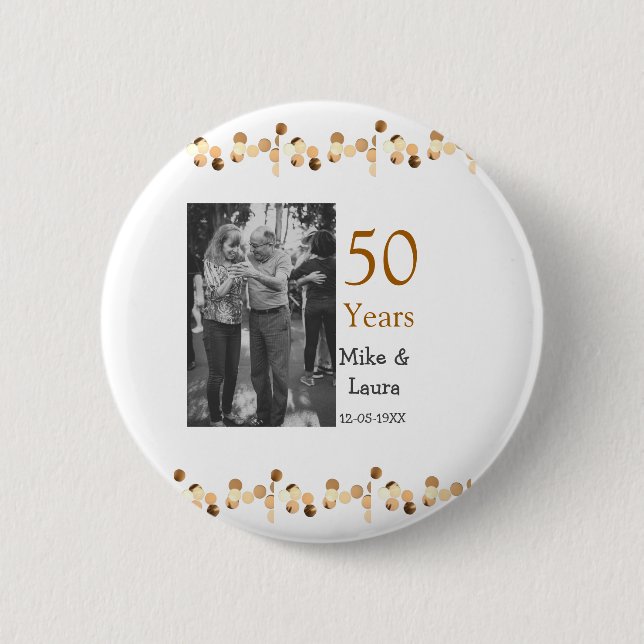 Happy 50th anniversary add couple name date weddin button (Front)