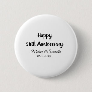 Happy 50th anniversary add couple name date weddin button