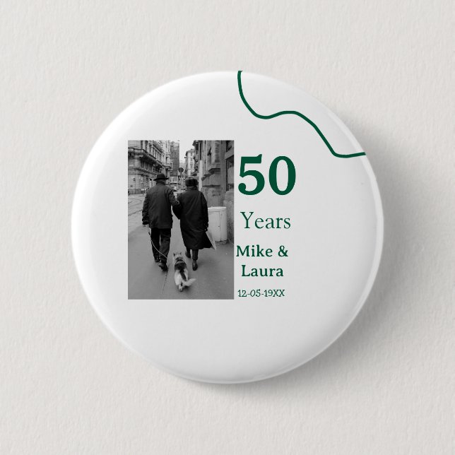 Happy 50th anniversary add couple name date weddin button (Front)