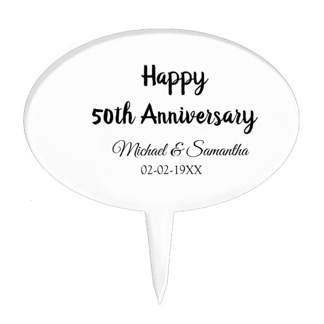 Happy 50th anniversary add couple name date weddin cake topper (Front)