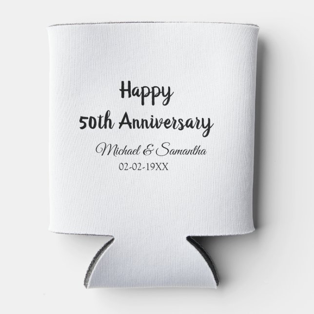 Happy 50th anniversary add couple name date weddin can cooler (Front)