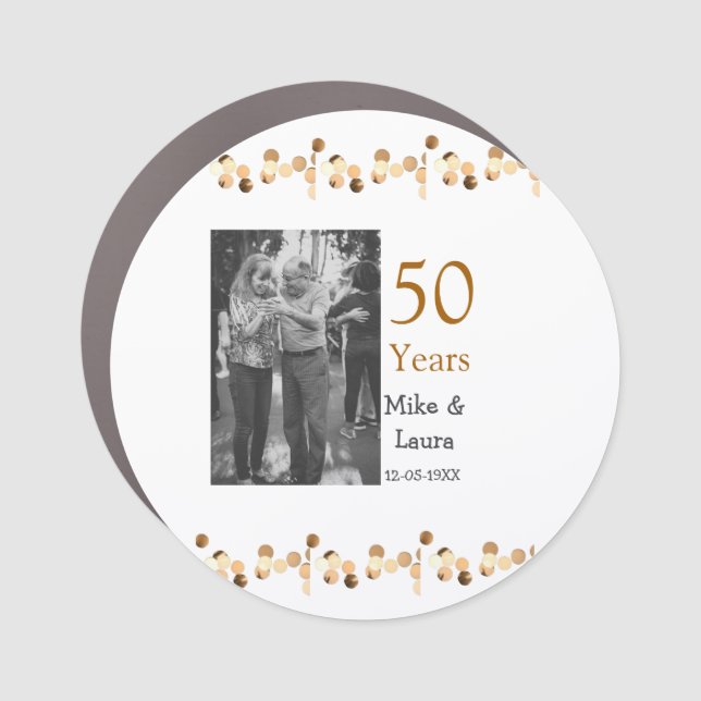 Happy 50th anniversary add couple name date weddin car magnet (Front)