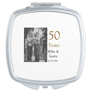 Happy 50th anniversary add couple name date weddin compact mirror