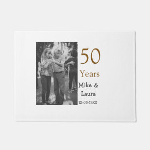 Happy 50th anniversary add couple name date weddin doormat