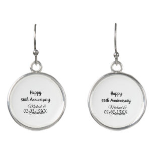Happy 50th anniversary add couple name date weddin earrings