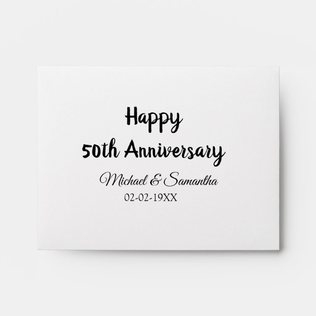Happy 50th anniversary add couple name date weddin envelope (Front)