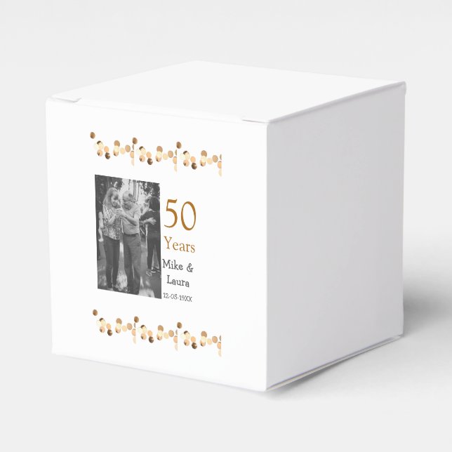 Happy 50th anniversary add couple name date weddin favor boxes (Front Side)