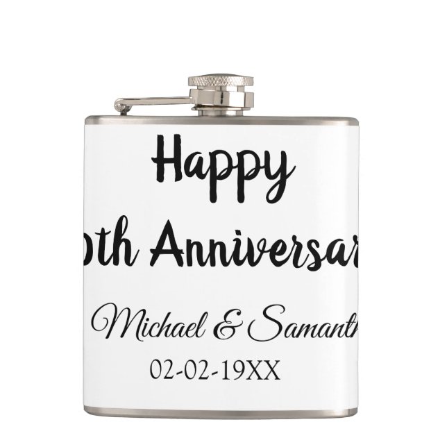 Happy 50th anniversary add couple name date weddin flask (Front)
