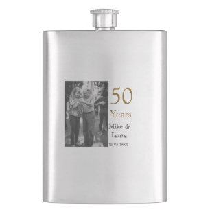 Happy 50th anniversary add couple name date weddin flask