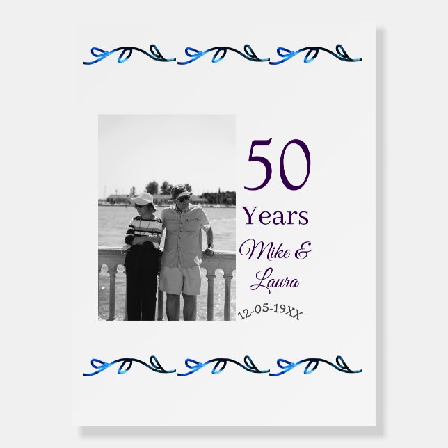 Happy 50th anniversary add couple name date weddin foam board (Front)